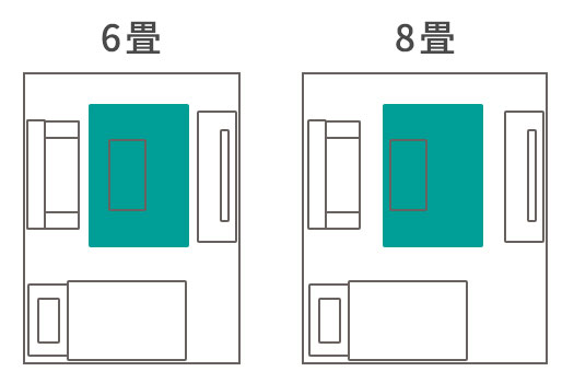 130×185cmのカーペットを敷いた部屋のイメージ図